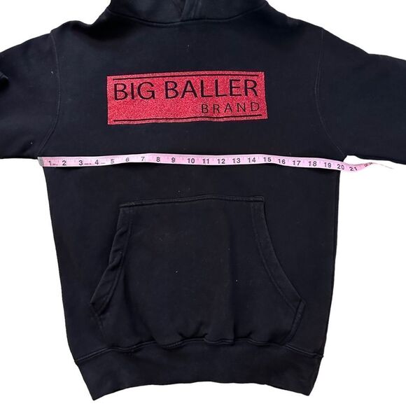 Big Baller Brand ~ Black w/ Red Glitter ~ Hooded Pullover Sweatshirt ~ size Sm - Picture 5 of 7